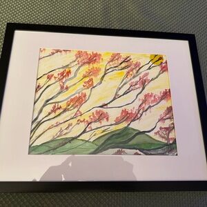 Framed Cherry Blossom Landscape Art